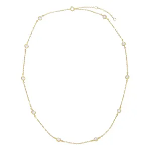 Sterling Silver & CZ Stone Yard Necklace
