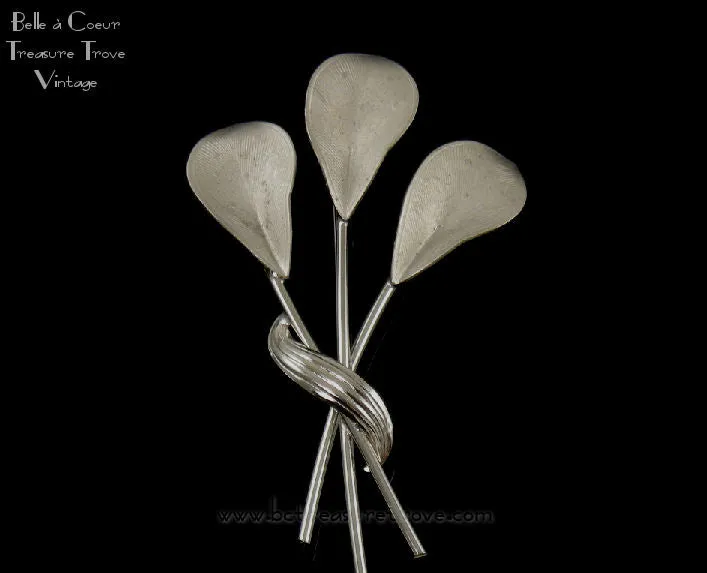 Sterling Silver Calla Lily Brooch C.R. Co. (Reis Co.) Vintage Retro
