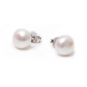 Sterling Silver Freshwater Pearl 10-10.5 mm Stud Earrings