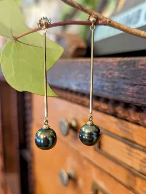 Tahitian Pearl Long Drop Earrings