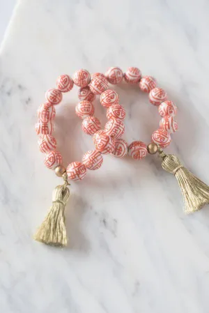 The Barre Tassel Bracelet in Orange