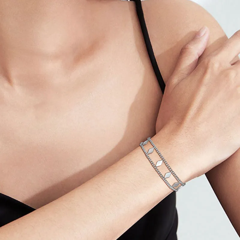 Tokyo Mart Layered Link Bracelets for Women Stainless Steel
