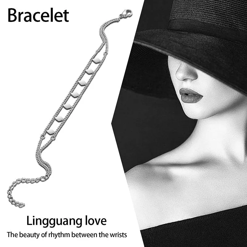 Tokyo Mart Layered Link Bracelets for Women Stainless Steel