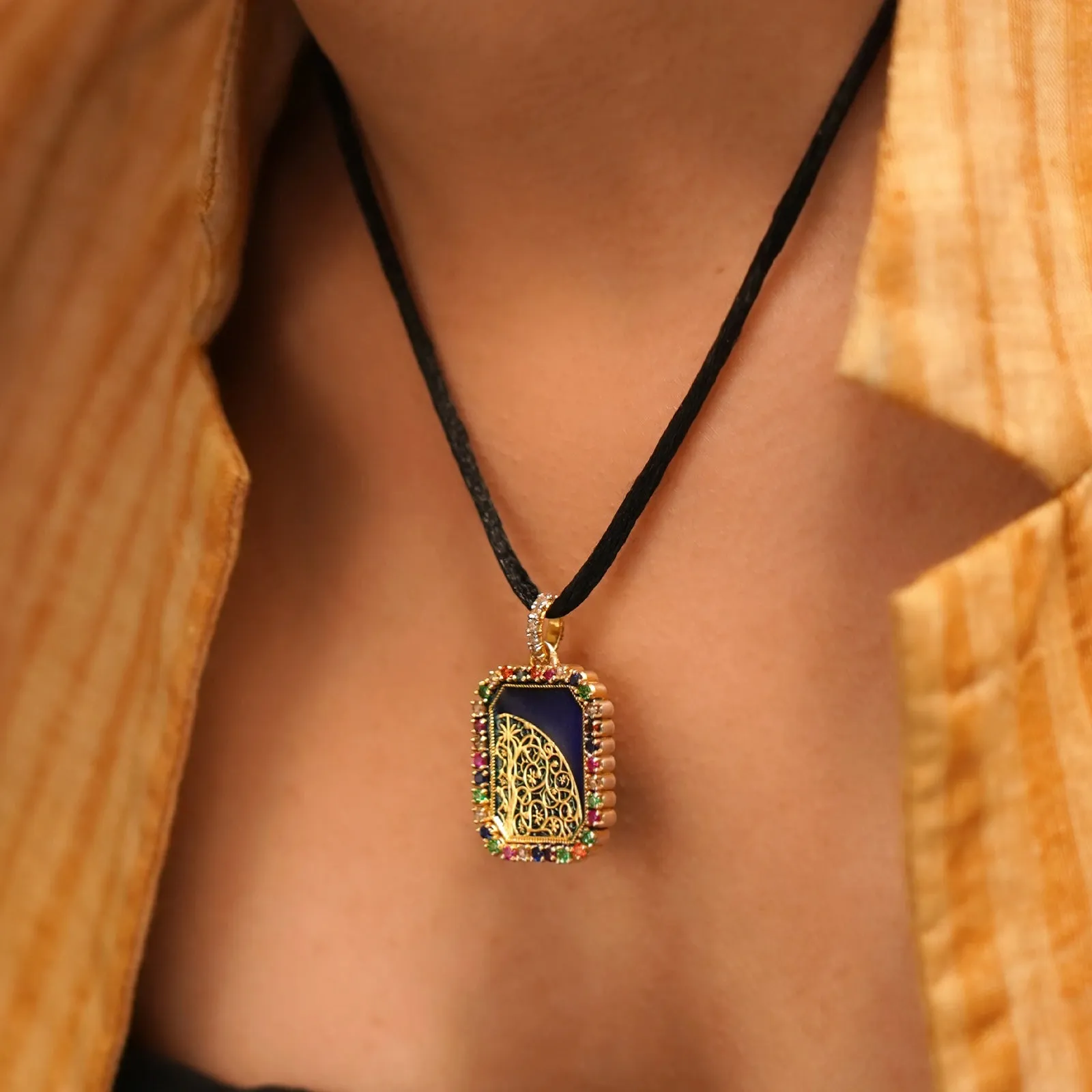 Tree of Life Pendant in Cobalt Blue