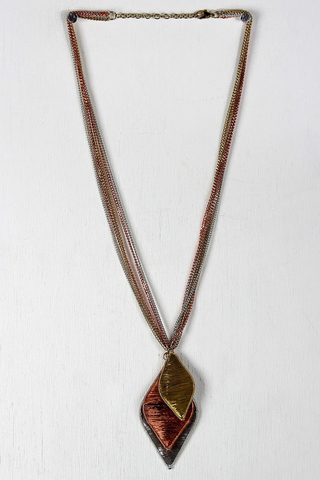 Trinity Wire Wrap Leaf Necklace