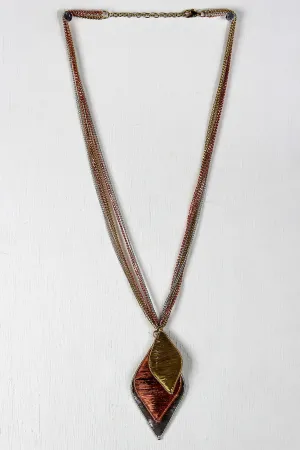 Trinity Wire Wrap Leaf Necklace