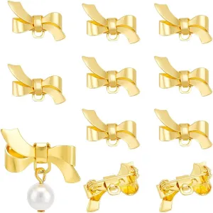 UNICRAFTALE 10Pcs Real 18K Gold Plated Bowknot Brooch Finding Cute Ribbon Brooch Finding Vintage Bow Tie Brooch Metal Jewelry Brooch for Dress Sweater Hat Christmas Birthday Anniversary
