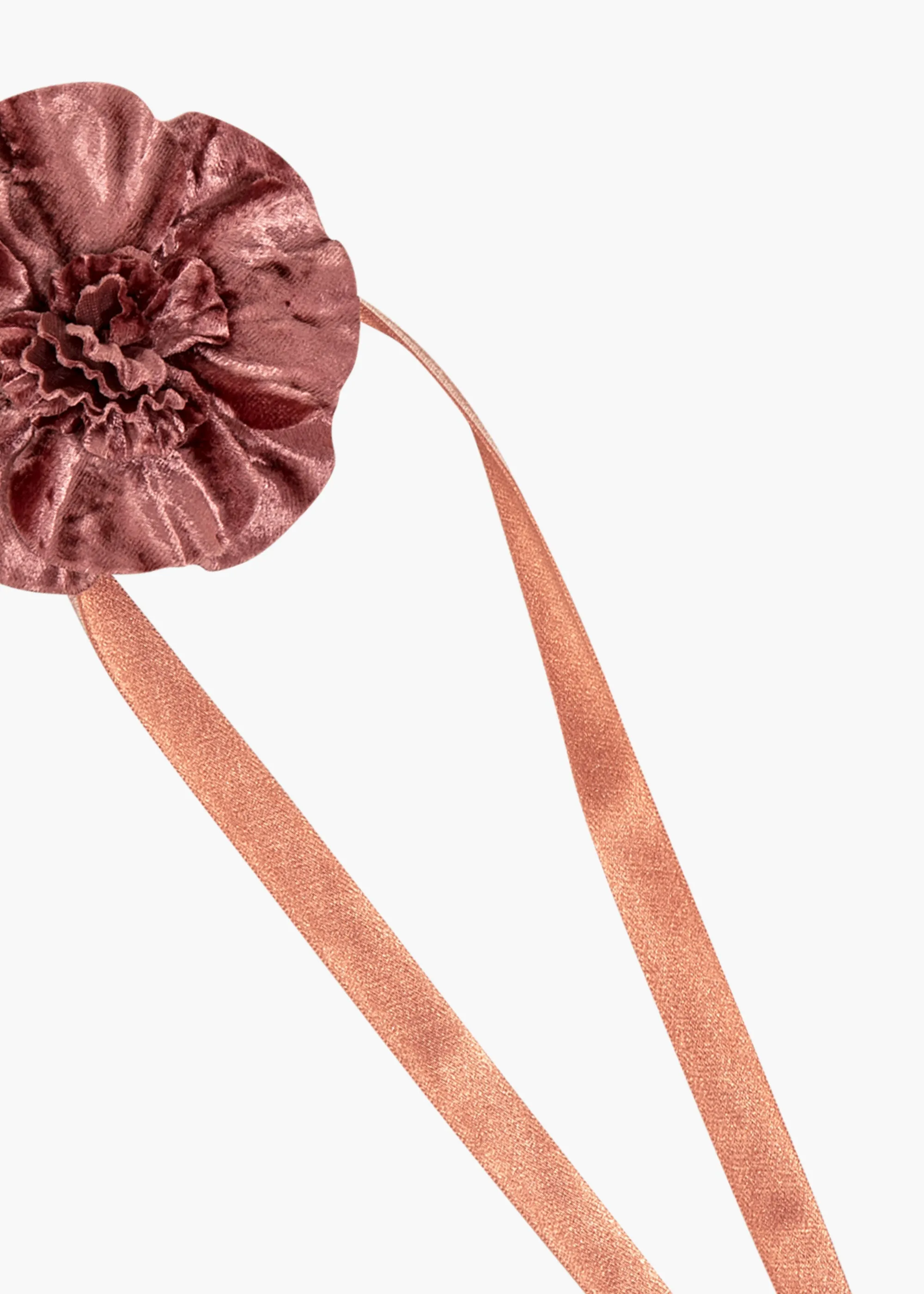 Velvet Posy Ribbon Tie -- Antique Rose