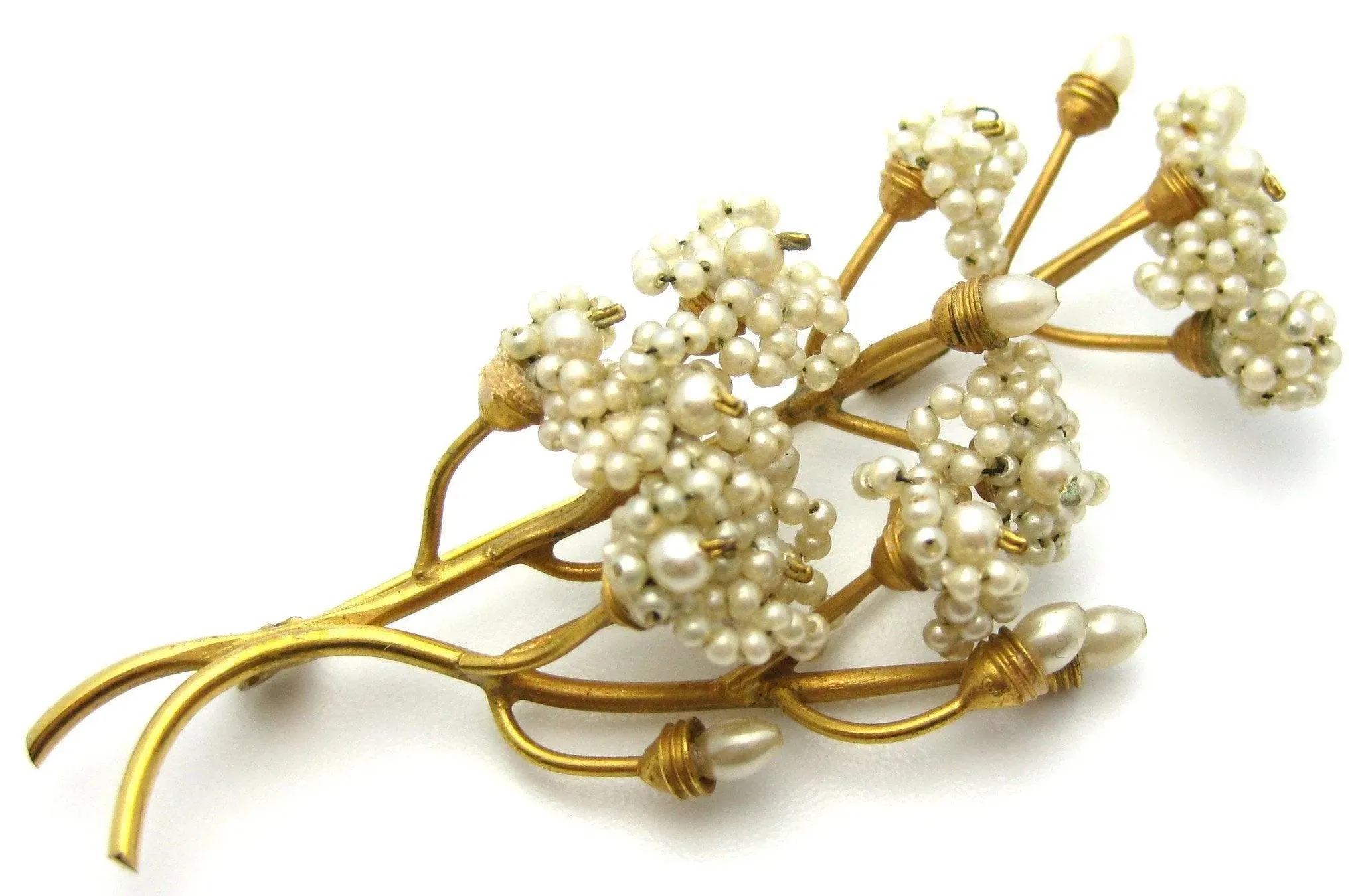 Vintage 1930s Faux Pearl Flower Brooch