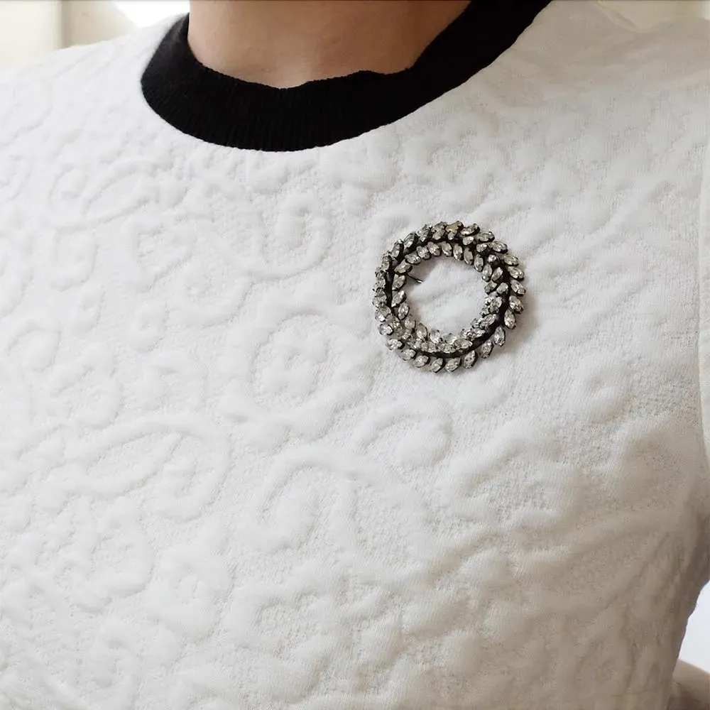 Vintage 1940s Diamante Oval Brooch