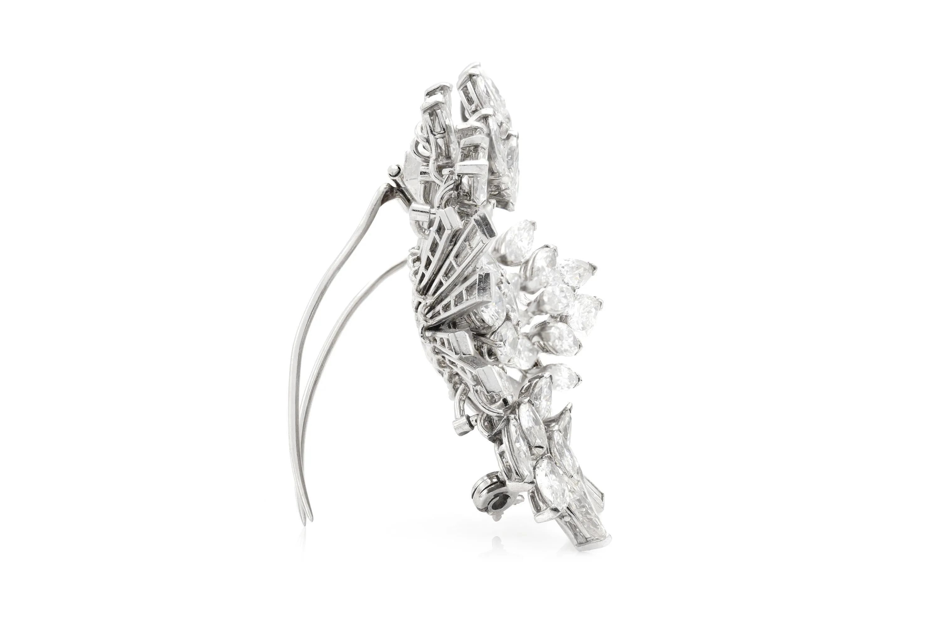 Vintage 1950s 23.00 Carat Diamond Floral Burst Brooch