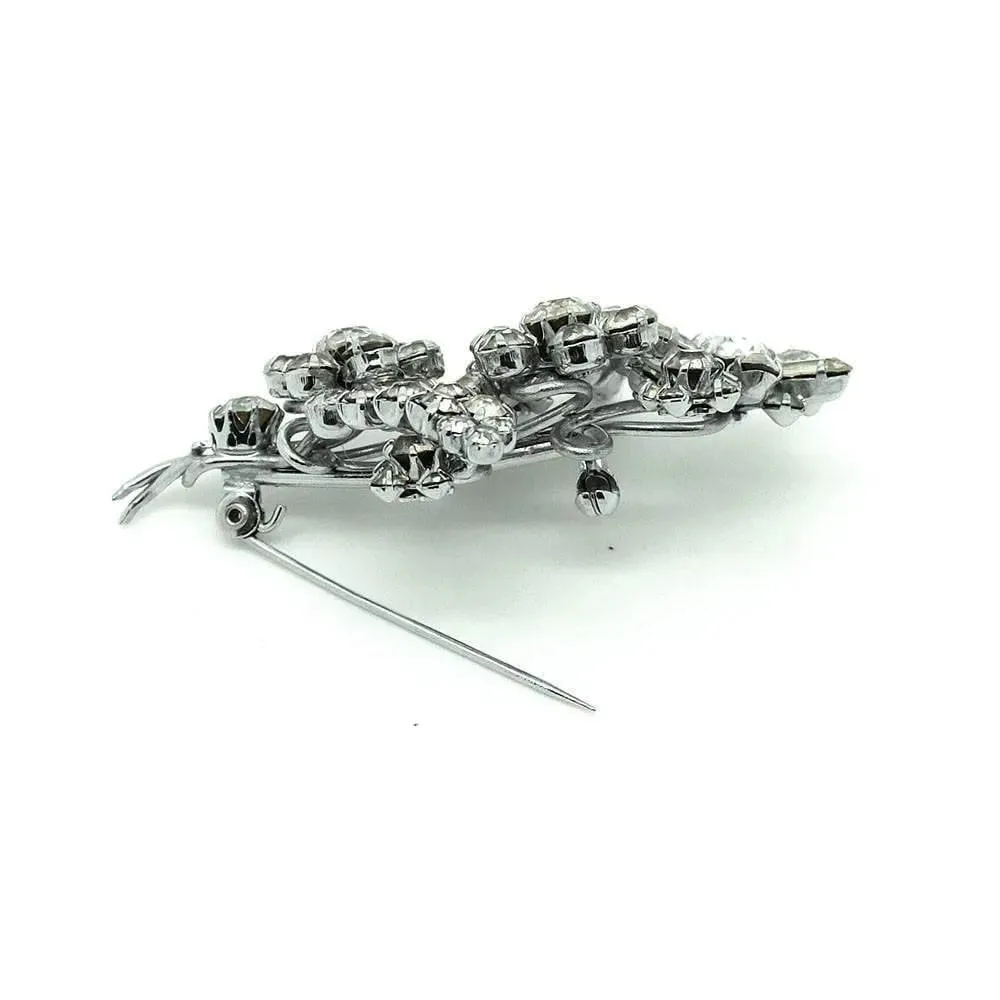 Vintage 1950's Diamante Flower Spray Brooch