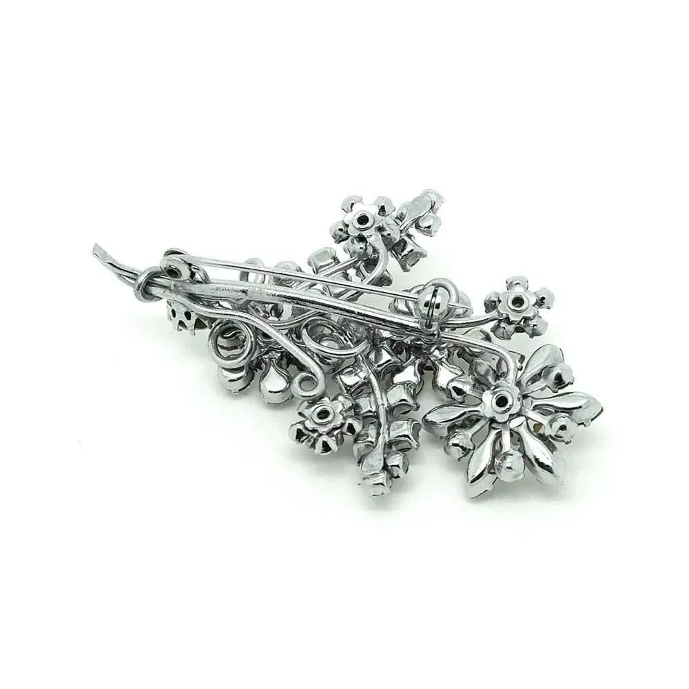 Vintage 1950's Diamante Flower Spray Brooch