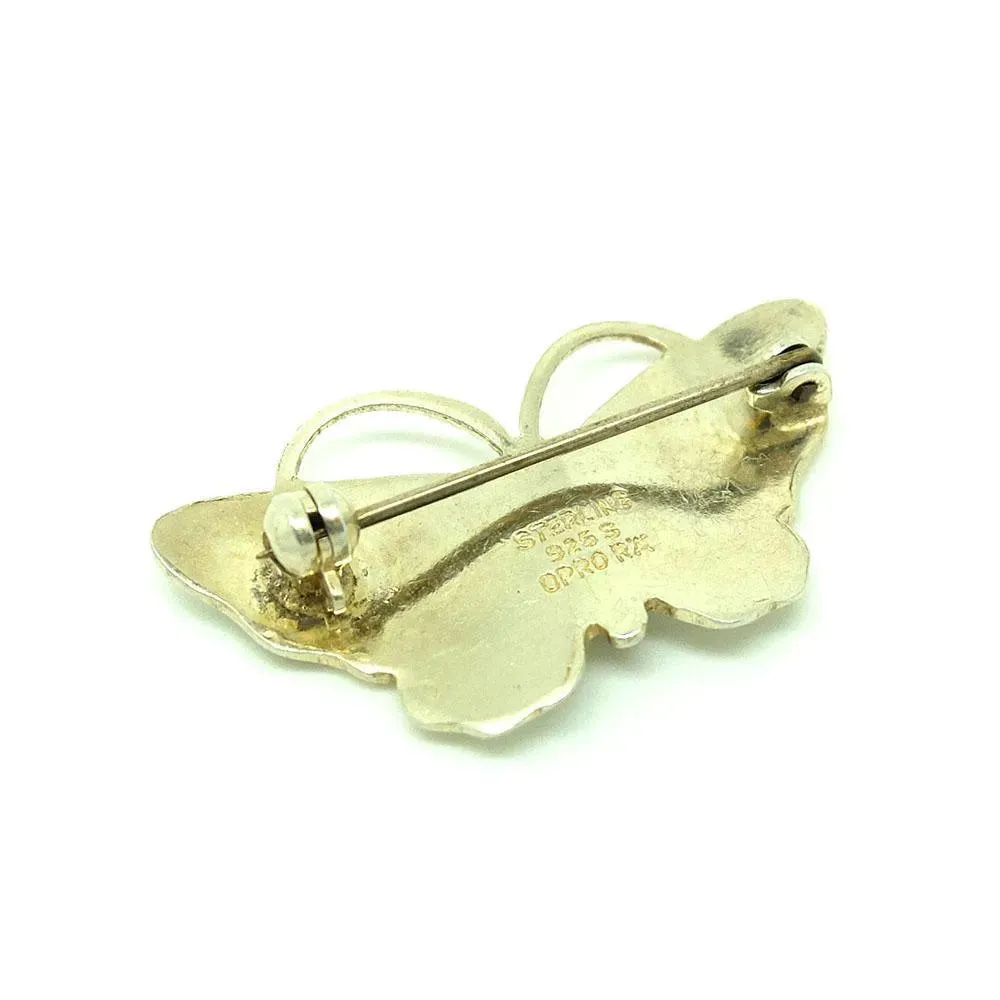 Vintage 1980s Enamel Hand Painted Norwegian Butterfly Brooch