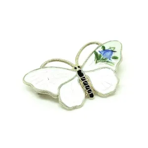 Vintage 1980s Enamel Hand Painted Norwegian Butterfly Brooch