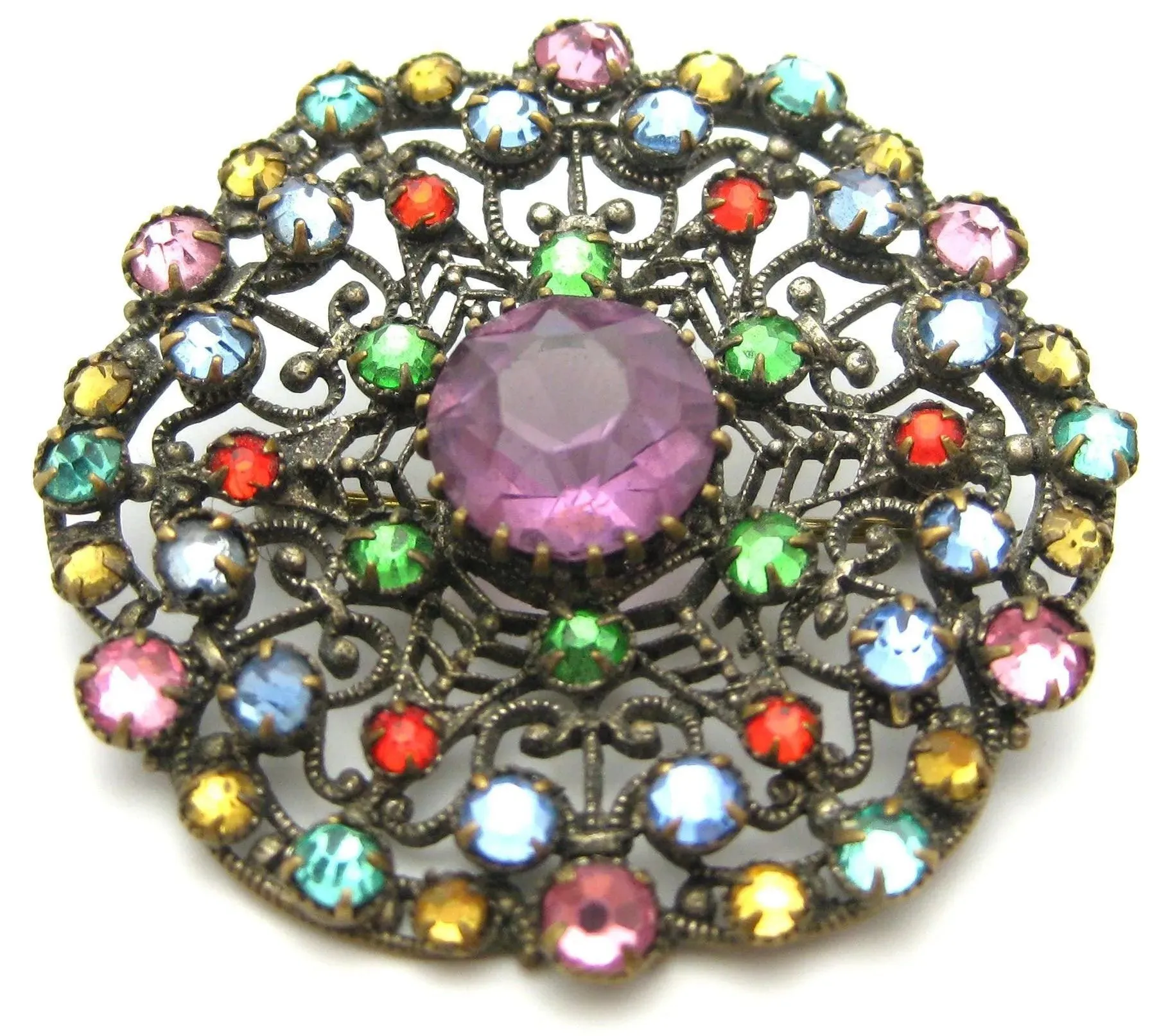 Vintage Bohemian 1930s Czech Coloured Brooch