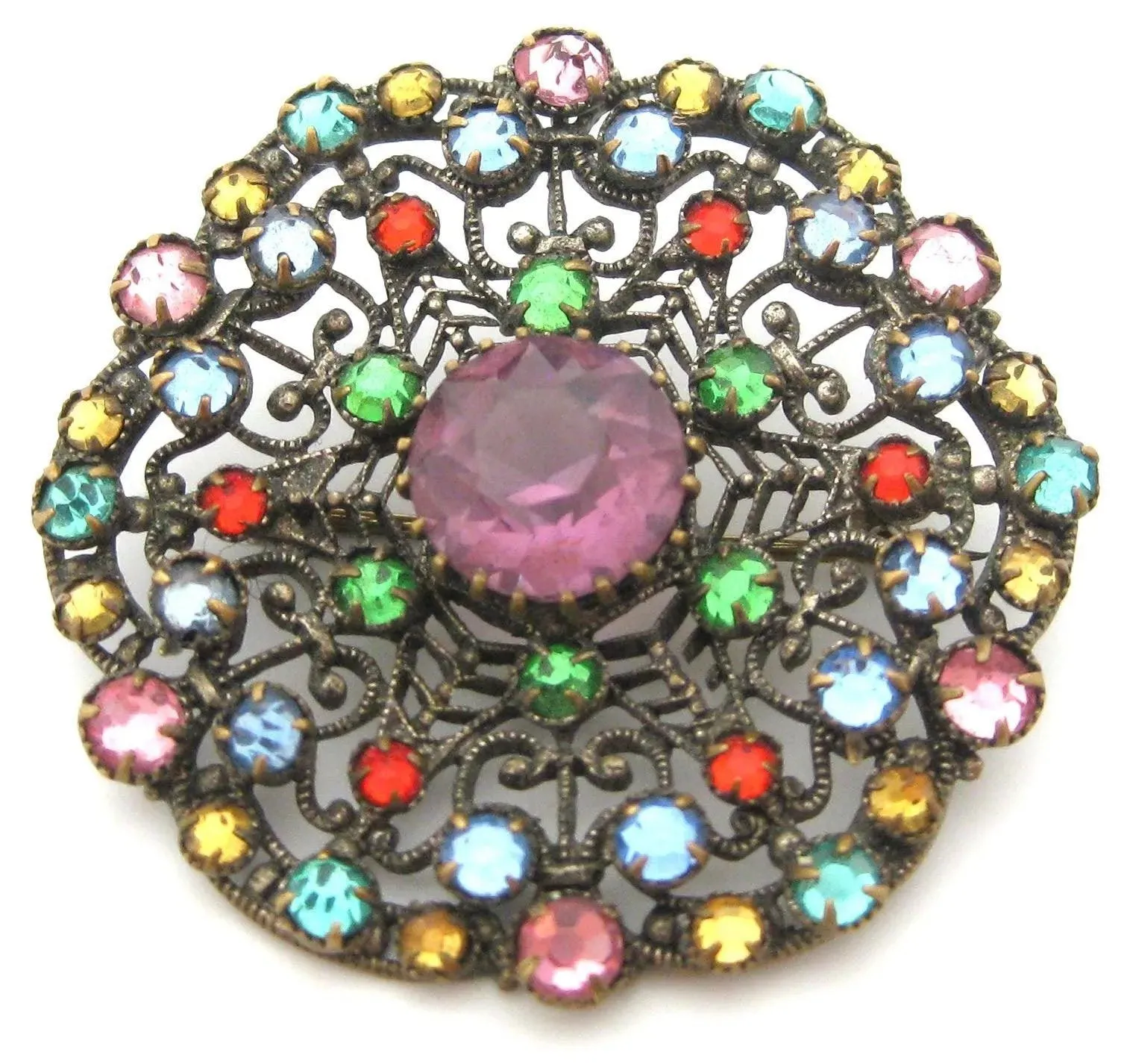 Vintage Bohemian 1930s Czech Coloured Brooch