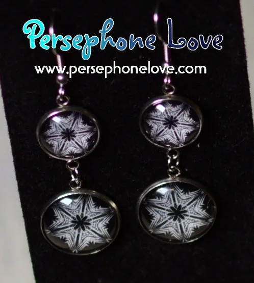 Winter holiday glass cabochon necklace earring bracelet set-1196