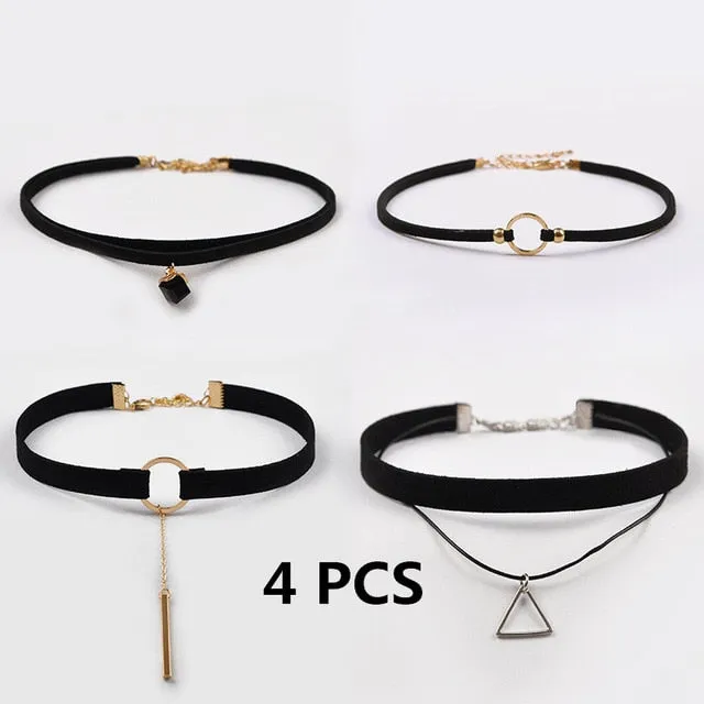 woman handcrafted Jewelry Black Lace Velvet strip Collar Choker Necklace