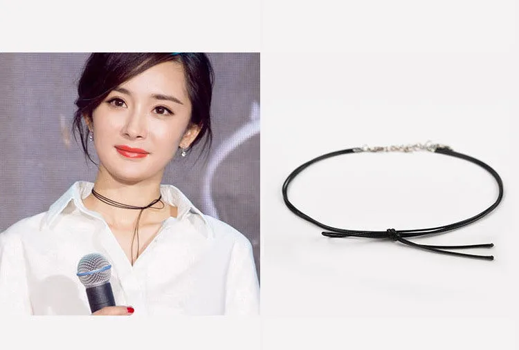 woman handcrafted Jewelry Black Lace Velvet strip Collar Choker Necklace