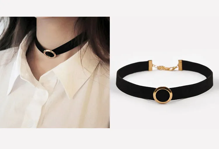 woman handcrafted Jewelry Black Lace Velvet strip Collar Choker Necklace