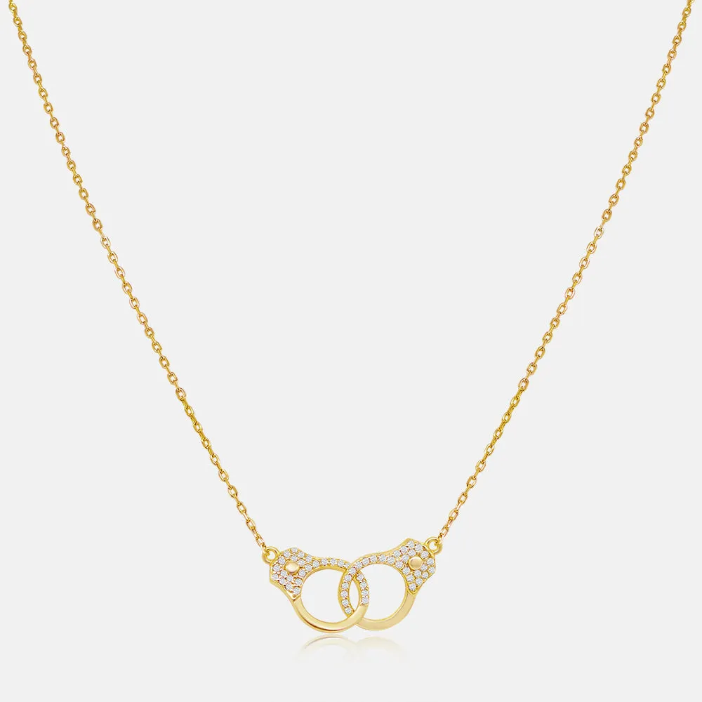 Women's Vermeil Micro Diamond Handcuffs Necklace