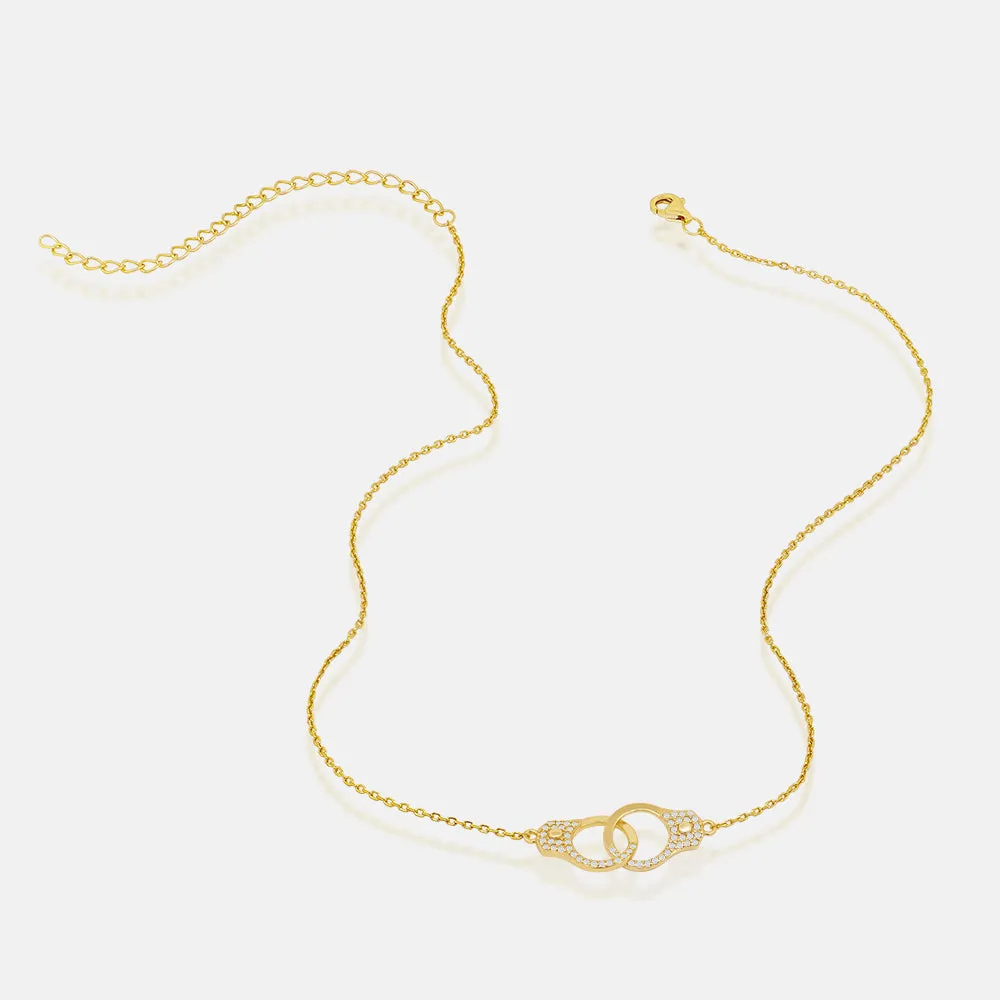 Women's Vermeil Micro Diamond Handcuffs Necklace