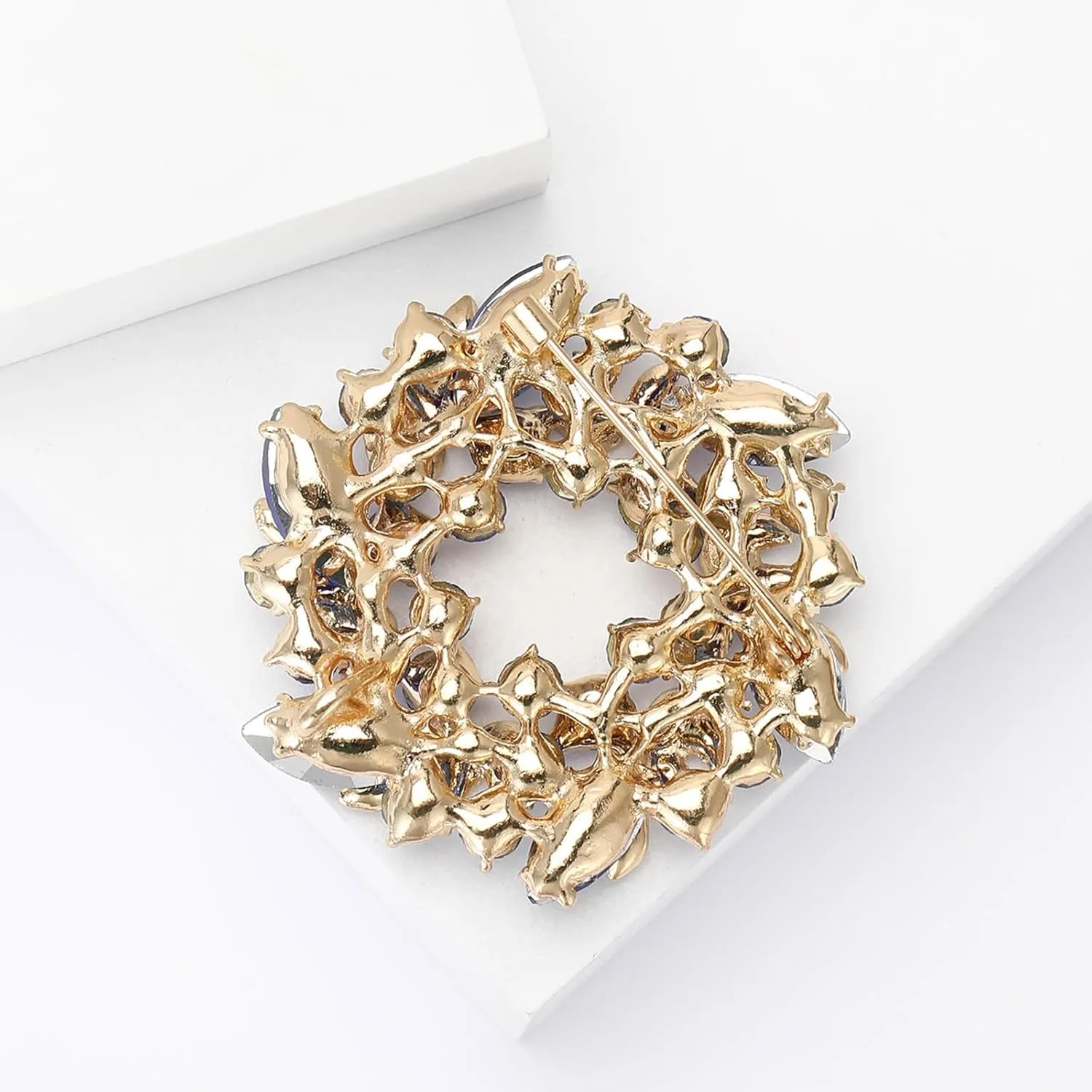YOQUCOL Austrian Crystal Flower Brooch Pin for Women Cloth Jewelry Accessories