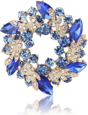 YOQUCOL Austrian Crystal Flower Brooch Pin for Women Cloth Jewelry Accessories