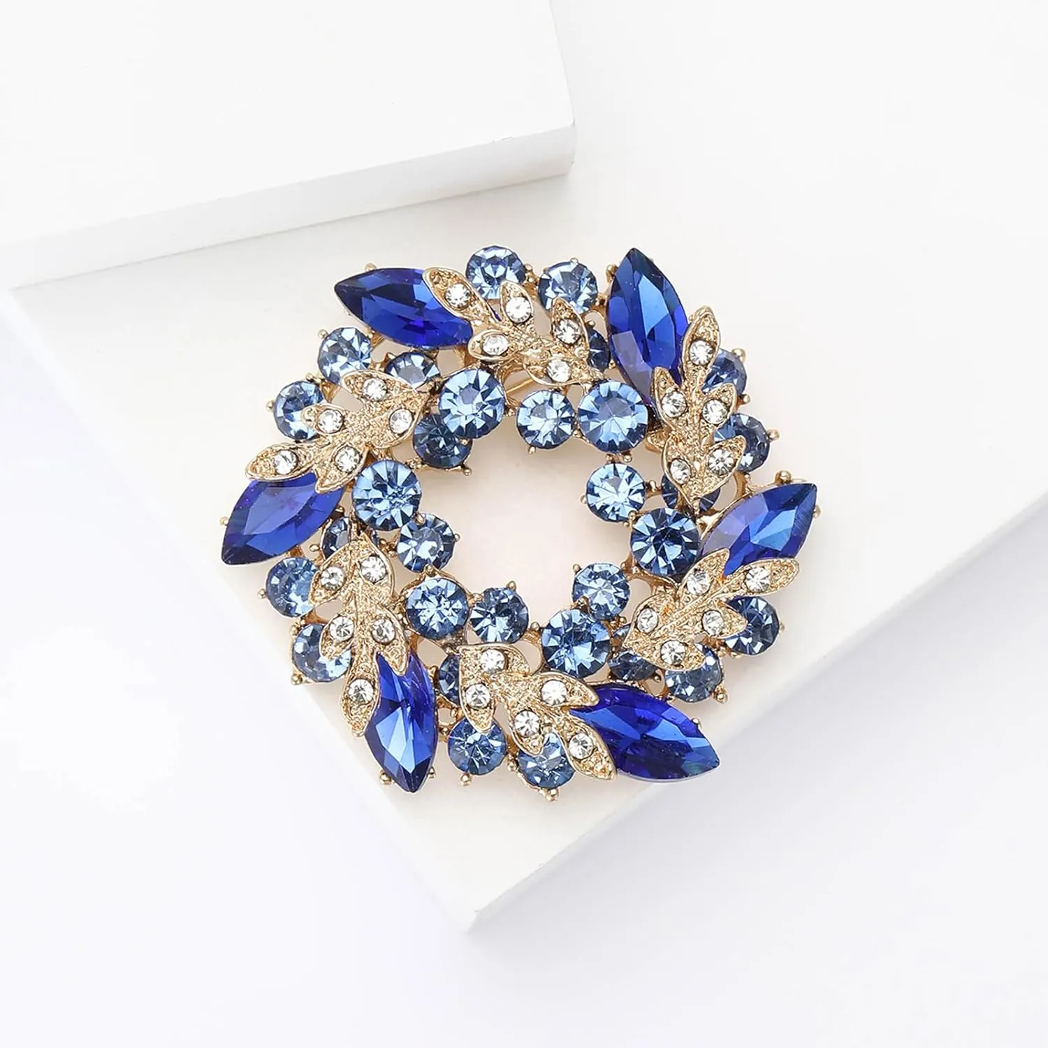 YOQUCOL Austrian Crystal Flower Brooch Pin for Women Cloth Jewelry Accessories