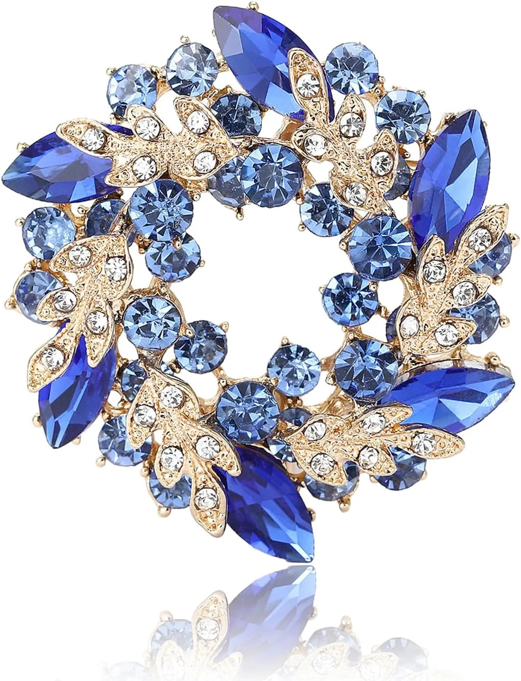 YOQUCOL Austrian Crystal Flower Brooch Pin for Women Cloth Jewelry Accessories